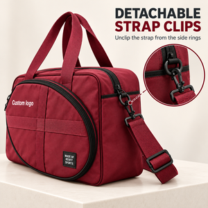 Sac de sport personnalisé pour raquette de squash avec poche avant incurvée à fermeture éclair, bandoulière amovible et poignées, sangle réglable - Product Image 2