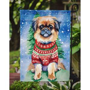 Multicolor Pekingese Christmas Garden <b>Flag</b> Decorative Mailbox <b>Flag</b> for Patio Artwork for Yard Flower Beds Small Size - Product Image 3