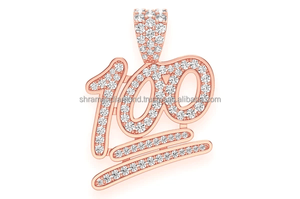 Pendentif breloque unisexe tendance en or massif 10K, personnalisé avec numéro de numerologie porte-bonheur et diamant de laboratoire taille brillant - Product Image 6