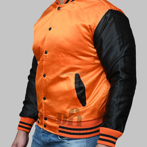 Chaquetas unisex personalizadas de satén al por mayor Varsity Letterman chaquetas de béisbol hombres mujeres MOQ bajo chaqueta de satén a prueba de viento soporte nuevo diseño - Product Image 5