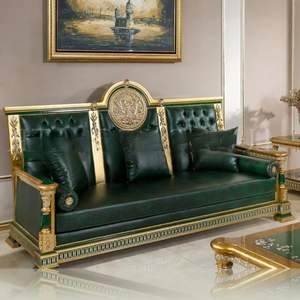 Juego de Sofás de Madera Tradicional Verde Clásico de Lujo en Oferta, Estilo Mandarín Oriental Europeo Real para Sala de Estar, Muebles de Indonesia - Product Image 1