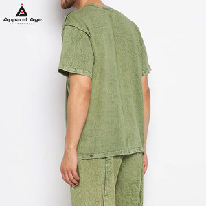 ออกแบบโลโก้ของคุณเองบนเสื้อยืดผู้ชายแบบย้อมสีเอซิด ผ้าฝ้าย 100% ทรงหลวม สวมใส่สบาย ดีไซน์ล่าสุด เสื้อยืดย้อมสีเอซิดสำหรับผู้ชาย - Product Image 3