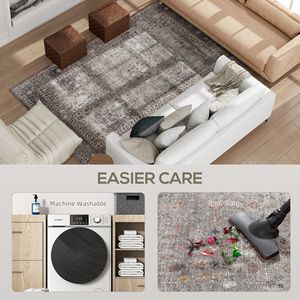 Tappeto Lavabile in Lavatrice 4x6 Tradizionale Antiscivolo Pieghevole Marrone Scuro Misto per Soggiorno - Product Image 6