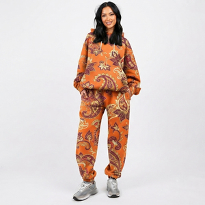 Conjunto Deportivo de Sudadera con Capucha y Pantalones Jogger para Mujer, Sublimado, Manga Larga, Hombros Caídos, Estilo Casual, Ropa de Invierno - Product Image 6