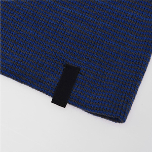 Wholesale Vertical Striped Winter Hat Custom Black Brand Patch Grey <b>Scale</b> Gradient Knitted Beanie Blank Skullies for Embroidery - Product Image 4