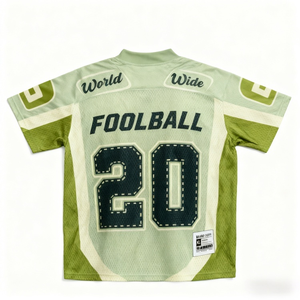 Maillot de football américain vintage unisexe personnalisé OEM à séchage rapide, manches courtes, léger, en polyester, style Letterman, coupe oversize, pour le sport - Product Image 1