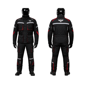 Men Motorcycle Riding Suit Full Sleeve Black Red Reflective Windproof Breathable Polyester/Nylon Winter <b>Jacket</b> Pants Set - Product Image 3
