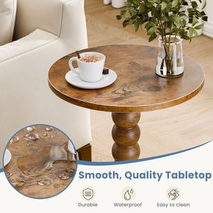 Tavolino Rotondo con Gambe in Legno Massello Multifunzionale per Bevande, Soggiorno, Camera da Letto - Comodino - Product Image 3