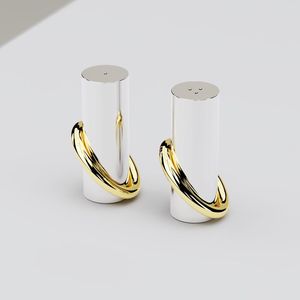 Ensemble de salières et poivrières décoratives en métal de luxe moderne pour table à manger et comptoir de cuisine - Product Image 2