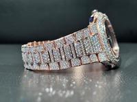 Montre-bracelet automatique mécanique pour homme I&U Luxury High End VVS Moissanite Diamond Full Pave en acier inoxydable octogonal
