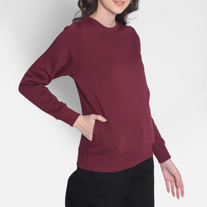 เสื้อสเวตเชิ้ตคอกลมแบบเรียบสีพื้นสำหรับผู้หญิง ปี 2026 ขายส่ง แฟชั่น แห้งเร็ว ระบายอากาศดี รับผลิตตามแบบ OEM พร้อมบริการออกแบบ - Product Image 3