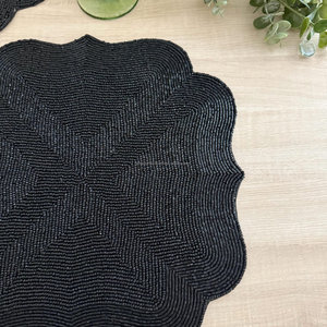 Scalloped <b>Beaded</b> <b>Placemat</b> 500mm Diameter Reusable Novelty Style Table Decor Modern Boutique Wholesale Artistry PR India - Product Image 6
