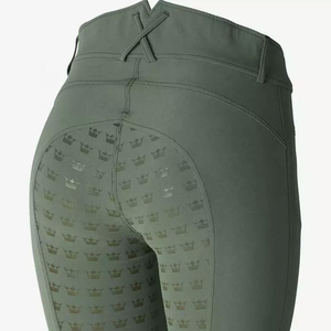 Pantalon d'équitation pour femme Lawd Sports, taille haute, longueur intégrale, fermeture éclair, extensible dans quatre directions, coupe ajustée, respirant, noir uni - Product Image 6