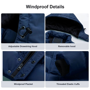 Veste d'hiver matelassée gaufrée pour homme avec doublure en fourrure, thermique, respirante, grande taille, directement de l'usine, vêtement d'extérieur très chaud - Product Image 4