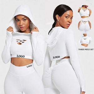 Conjunto Deportivo Personalizado de 3 Piezas para Mujer, Sujetador Deportivo con Espalda Cruzada, Top con Capucha, Pantalones Deportivos de Cintura Alta con Efecto Levanta Glúteos, Leggings, Conjuntos de Gimnasio para Mujer - Product Image 1