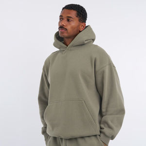 Sudadera con Capucha Oversize de Moda Urbana Francesa para Hombre, 100% Algodón, Estampado Sólido, Sudadera Bordada - Product Image 2