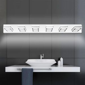 39\" Modern Chrome 6-<b>Light</b> LED <b>Vanity</b> <b>Light</b> Square Acrylic Lampshades Wall Mount Fixture <b>Mirror</b> Lighting for Bathroom - Product Image 1