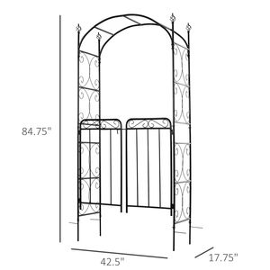 Arco de jardín metálico de 84 pulgadas, arco de jardín para plantas trepadoras, decoración para ceremonias de boda, arco y puerta elegantes y florales - Product Image 3
