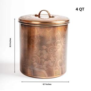 Floral Embossed Copper <b>Kitchen</b> Canister with Loop Handle Decorative Metal Tea Coffee Sugar <b>Storage</b> <b>Jar</b> Container - Product Image 2