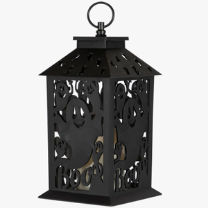 Lanterne Happy Halloween Boo, lanterne fantôme noire pour Halloween, porte-bougie tealight, design découpé, forme carrée, décoration pour la maison - Product Image 2
