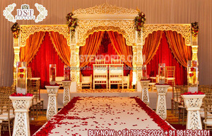 Ceremonia DE BODA India moderna Bollywood Mandap Dream Wedding Estilo abierto Mandap en EE. UU. Tema de boda de Bollywood al aire libre Mandap UK - Product Image 5