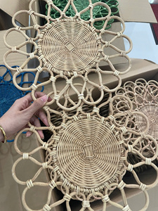 Handmade Woven Natural Rattan Placemat <b>Round</b> <b>Table</b> <b>Mat</b> Eco Friendly Dining Decor Rattan Charger Plates for Wedding Party Events - Product Image 2