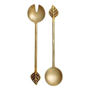 Leaf Design Handle End Metal <b>Salad</b> <b>Server</b> With Gold Finished for Home & Wedding Tabletop Use <b>Salad</b> <b>Server</b> Sets On Sale - Product Image 3