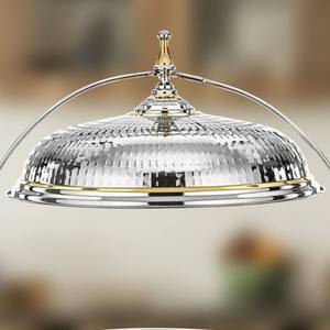 Calentador de Comida Tipo Buffet Redondo de Acero Inoxidable Martillado de Lujo con Tapa Dorada y Asa Arqueada para Bodas y Fiestas - Product Image 6