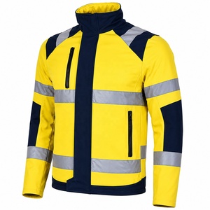 Chaqueta de Seguridad de Alta Visibilidad, Amarilla y Negra con Rayas Reflectantes, Cierre Completo, Clase 2, Impermeable, con Luz LED Intermitente, Marca Personalizada - Product Image 4