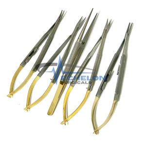 Ciseaux de microchirurgie CASTROVIEJO, porte-aiguilles droit et courbé, et pinces à ligature de sutures par ECHELON SURGICALS - Product Image 3