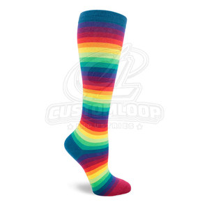<b>Rainbow</b> Striped Knee <b>Socks</b> Men Knitted Breathable Spandex Polyester Cotton Daily Wear Spring Season Regular Style - Product Image 3