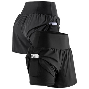 Vêtements de sport pour femmes avec logo personnalisé, shorts intégrés 2 en 1, extensibles, pour la course à pied, l'entraînement et les activités sportives - Product Image 1