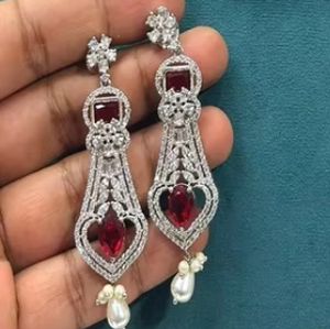 Ensemble collier et boucles d'oreilles élégants en laiton plaqué argent de qualité supérieure avec zircon, bijoux tendance pour femmes, cadeau de mariage, de fiançailles ou de fête - Product Image 2