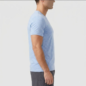เสื้อยืดคอกลมแขนสั้นผู้ชาย ผ้าฝ้าย 100% ทรงปกติ สีพื้น ผ้าเจอร์ซีย์ถัก ระบายอากาศได้ดี เสื้อยืดลำลองสำหรับผู้ชาย - Product Image 3