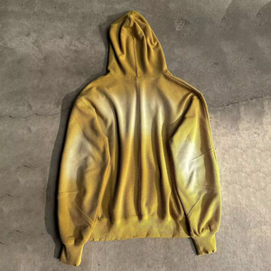 Sudadera con capucha para hombre, 100% algodón, con cremallera, estilo vintage, efecto desgastado por el sol, lavado ácido, textura gofrada, térmica y desgastada, personalizada para primavera - Product Image 4