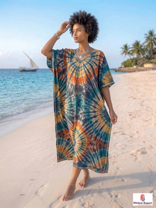 Premium Stylish Women <b>Kaftan</b> Dress Printed Beach Wear Elegant Loose Fit Soft Fabric <b>Summer</b> Cover Up Island Bulk Export Supply - Product Image 2