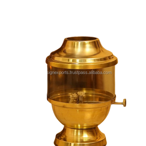 โคมไฟน้ำมันทองเหลืองพร้อมฝาแก้วและฝาเกลียว | แบบดั้งเดิม Deepak สำหรับ Pooja, Mandir, Diwali Decoration - Product Image 6