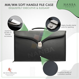 Estuche rígido de lujo clásico MMWM con asa y media forma de archivo |   Diseño Masónico, Cierre de Cremallera de Imitación de Cuero, Color Negro, Ecológico, Forma Cuadrada - Product Image 4