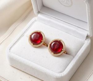 Boutons de manchette en verre avec pierres précieuses Rafay, laiton doré, bijoux de luxe pour homme, cadeau de mariage ou d'anniversaire - Product Image 1