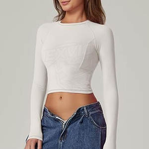 เสื้อครอปออกกำลังกายสำหรับผู้หญิงไซส์ใหญ่ ดีไซน์โดดเด่น ระบายอากาศได้ดี ขายส่ง - Product Image 3