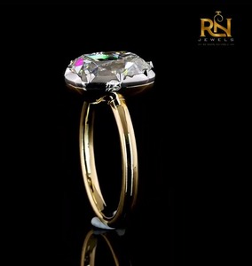 แหวนเพชรทรงคุชชั่นคัทจากโรงเพาะเลี้ยง รุ่นโอลด์ไมน์ ทองคำแท้ 9K 14K 18K สไตล์วินเทจ ขายส่งจากโรงงานโดยตรง รับผลิตแบบ OEM ODM เครื่องประดับ - Product Image 3