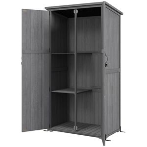 Armadio da Esterno Impermeabile Grigio con Tetto in Asfalto per Giardino, Chiudibile a Chiave - Product Image 1