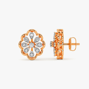 Women's Yellow Gold Diamond Earrings Round Brilliant Cut Minimalist <b>Studs</b> Lab Grown Diamonds <b>Studs</b> 10K 14K 18K 925 & 935 <b>Silver</b> - Product Image 2