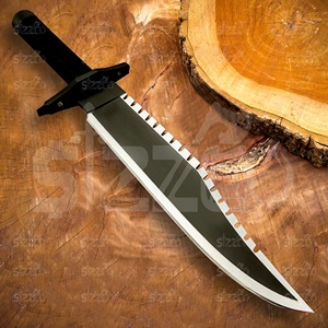 Couteau de survie Bowie de style Rambo 2 en acier D2 fait main sur mesure, couteau à lame fixe pour la chasse et le camping avec étui en cuir - Product Image 2
