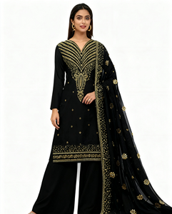 Robe traditionnelle élégante pour femmes en rayonne, Salwar Kameez, avec broderie, pour un usage décontracté, toutes saisons, coupe régulière, longueur midi - Product Image 2