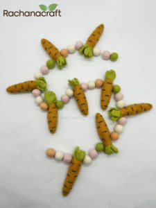 Handmade Wool Felt Carrot Garland Eco-Friendly <b>Easter</b> Pom Pom Banner Mantel Decor Spring Nursery Decorations Wall Hanging - Product Image 2