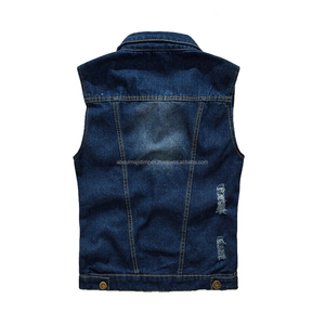 Chaqueta vaquera ajustada para hombre, diseño OEM, chaleco vaquero sin mangas, chaquetas informales - Product Image 3