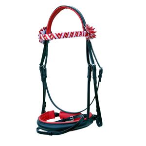 Bride d'équitation en cuir rouge et noir confortable Design indien doux et portable pour l'équitation d'endurance - Product Image 2
