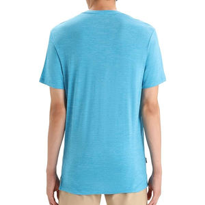T-shirt à manches courtes col rond pour homme, coupe classique, couleur unie, tissu jersey, style décontracté, tricoté, teint uni - Product Image 2