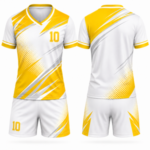 Ensemble d'uniformes de football personnalisés sublimés unisexe bleu et blanc, maillot et short de football pour équipe, taille élastique, polyester/coton respirant - Product Image 5
